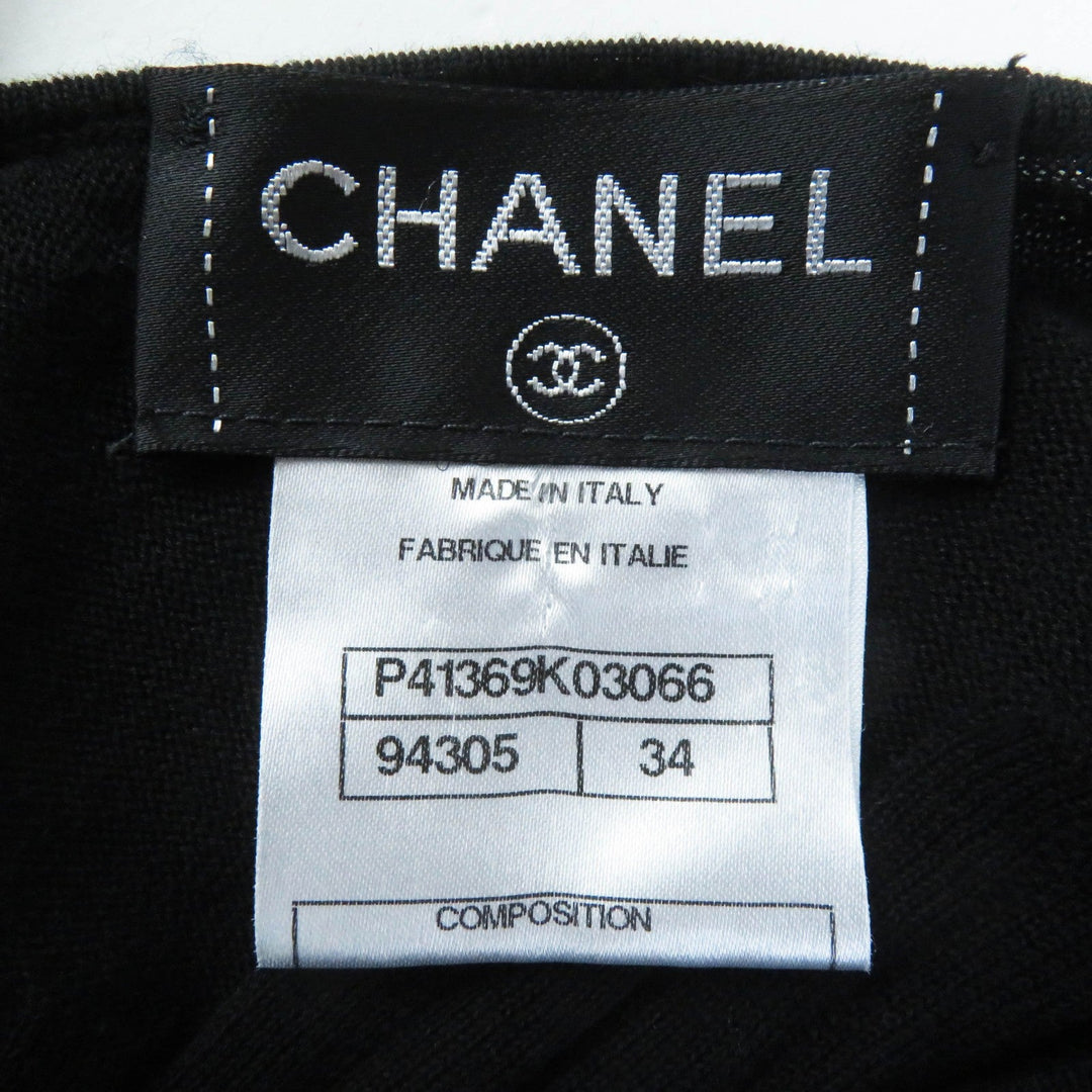 CHANEL knit P41369 Main: 100% cotton black Women 34 Used Authentic