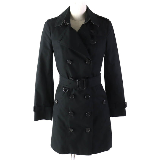 BURBERRY trench coat Outer: 100% cotton, Sleeve lining: 100% viscose (rayon), Liner: 55% cashmere, Liner: 45% wool black Women 36 Used Authentic