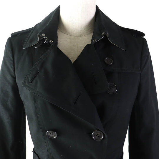 BURBERRY trench coat Outer: 100% cotton, Sleeve lining: 100% viscose (rayon), Liner: 55% cashmere, Liner: 45% wool black Women 36 Used Authentic