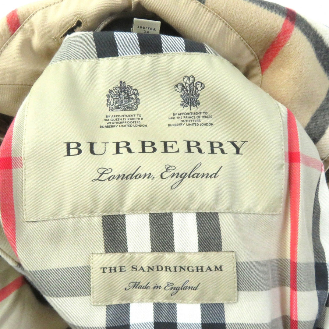 BURBERRY trench coat Outer: 100% cotton, Sleeve lining: 100% viscose (rayon), Liner: 55% cashmere, Liner: 45% wool black Women 36 Used Authentic