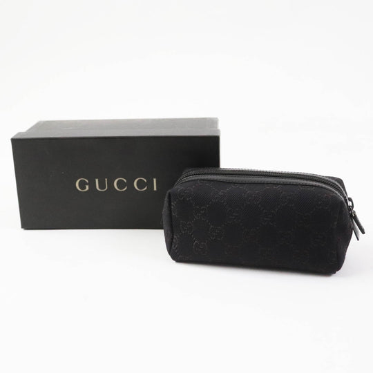 GUCCI Pouch 29596 Main: GG canvas Part: Leather Dark brown black Women Used Authentic