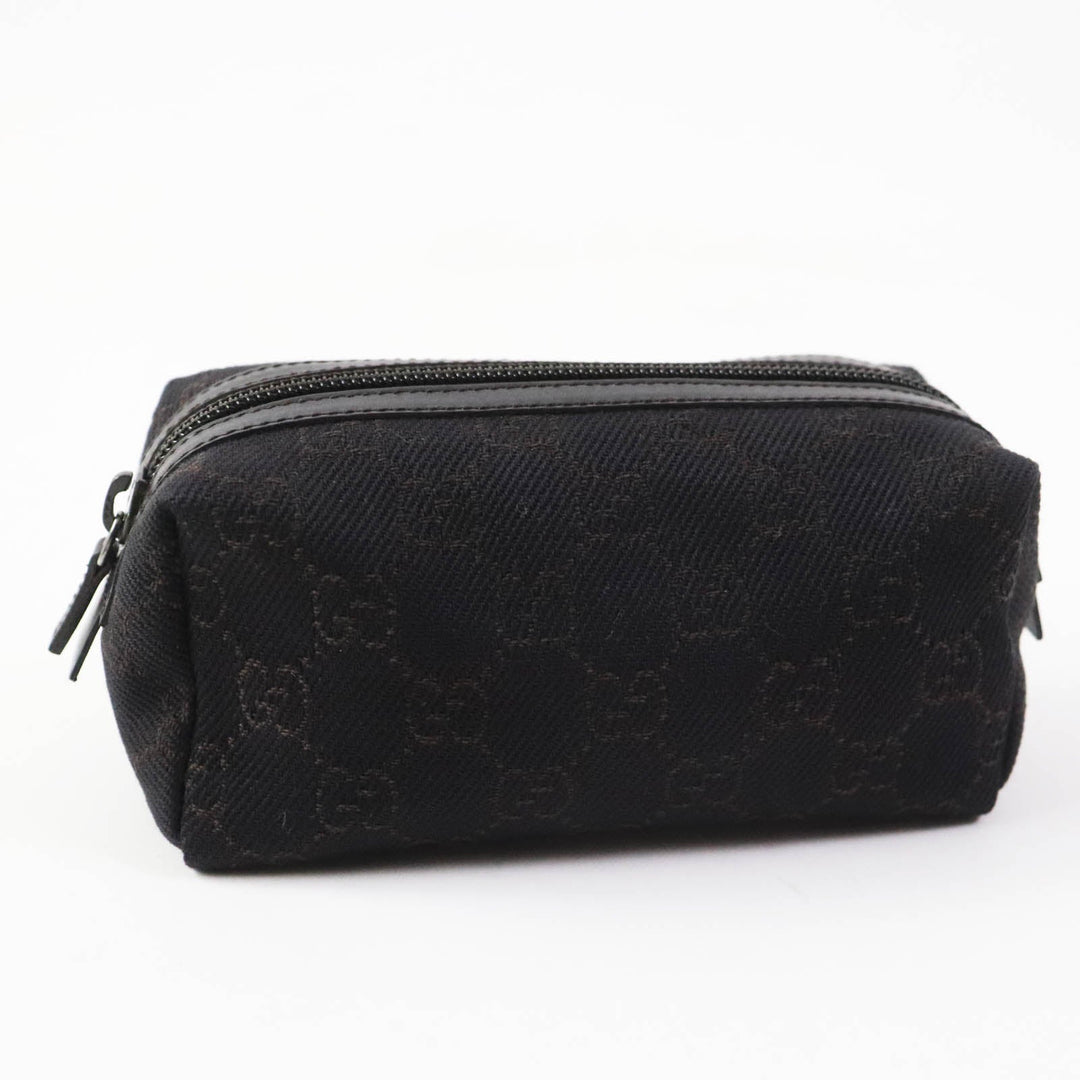GUCCI Pouch 29596 Main: GG canvas Part: Leather Dark brown black Women Used Authentic