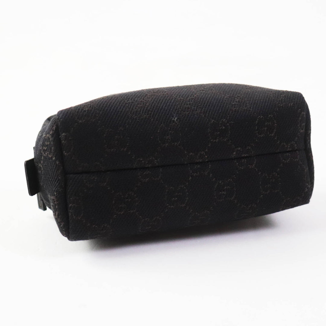 GUCCI Pouch 29596 Main: GG canvas Part: Leather Dark brown black Women Used Authentic