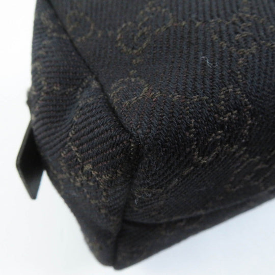 GUCCI Pouch 29596 Main: GG canvas Part: Leather Dark brown black Women Used Authentic