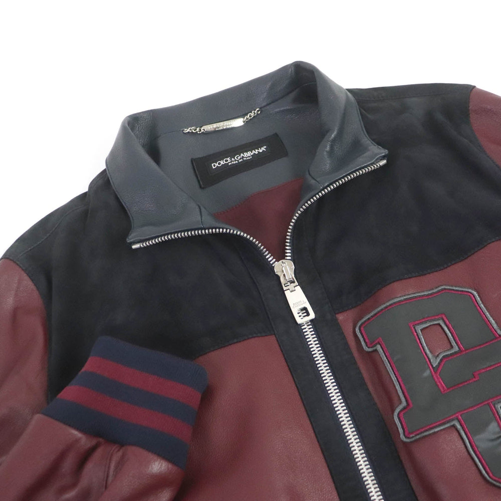 DOLCE&GABBANA leather jacket G9JZ5Z Main: Lamb leather, Lining: Silk 92%, Sheepskin 8% Embroidery: Polyester 53%, Polyamide 32%, Rayon 15% Part: Cashmere 89%, Polyamide 9%, Elastane 2% Bordeauxtype mens 46 Used Authentic