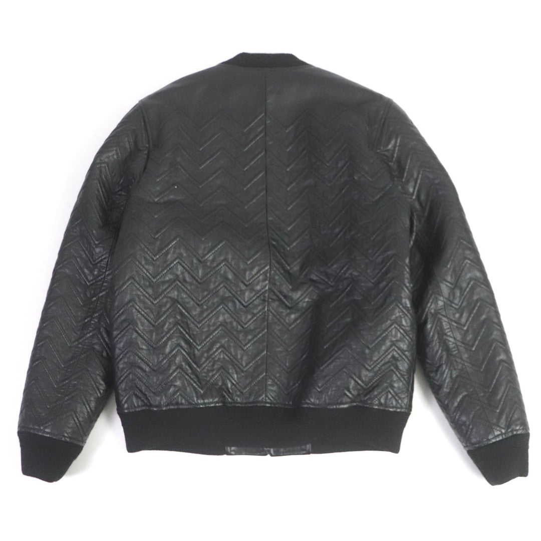 SAINT LAURENT PARIS leather jacket 661008 Outer: Leather, Lining: 60% Cupra, Lining: 40% Cotton, Filling: 100% Polyester, Trim: 100% Wool, Pocket opening: 100% Cotton black mens 46 Used Authentic