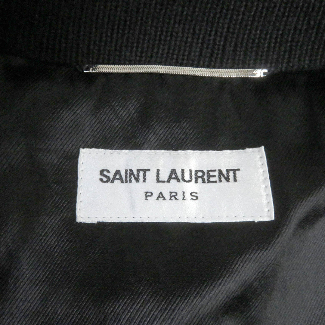 SAINT LAURENT PARIS leather jacket 661008 Outer: Leather, Lining: 60% Cupra, Lining: 40% Cotton, Filling: 100% Polyester, Trim: 100% Wool, Pocket opening: 100% Cotton black mens 46 Used Authentic