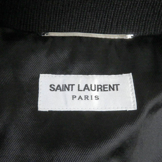SAINT LAURENT PARIS leather jacket 661008 Outer: Leather, Lining: 60% Cupra, Lining: 40% Cotton, Filling: 100% Polyester, Trim: 100% Wool, Pocket opening: 100% Cotton black mens 46 Used Authentic