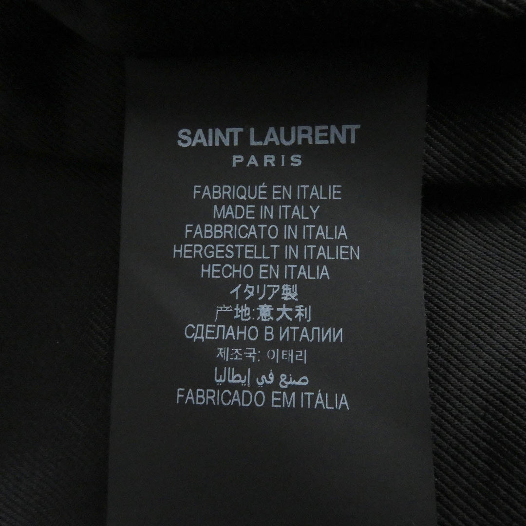 SAINT LAURENT PARIS leather jacket 661008 Outer: Leather, Lining: 60% Cupra, Lining: 40% Cotton, Filling: 100% Polyester, Trim: 100% Wool, Pocket opening: 100% Cotton black mens 46 Used Authentic