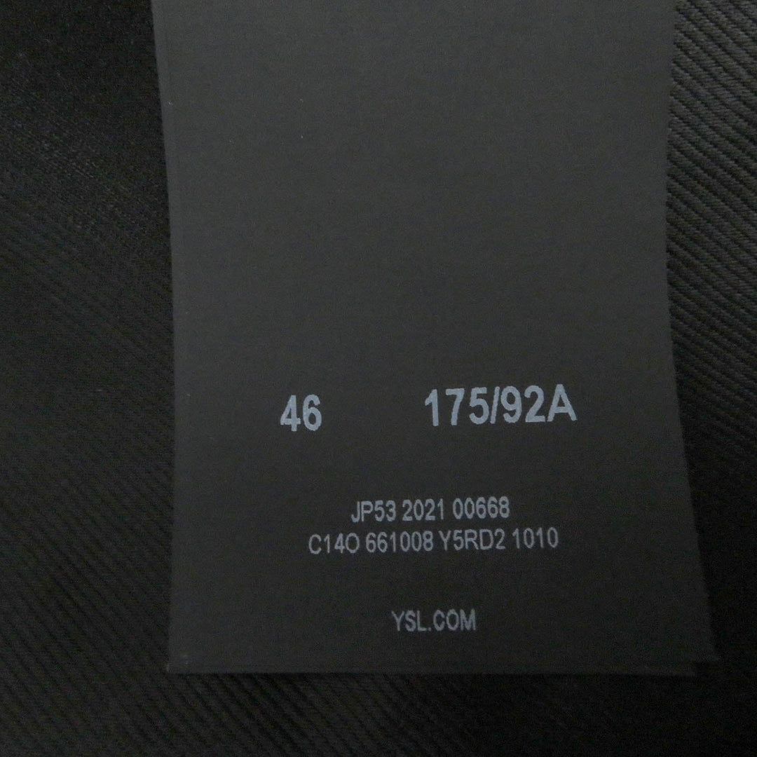 SAINT LAURENT PARIS leather jacket 661008 Outer: Leather, Lining: 60% Cupra, Lining: 40% Cotton, Filling: 100% Polyester, Trim: 100% Wool, Pocket opening: 100% Cotton black mens 46 Used Authentic