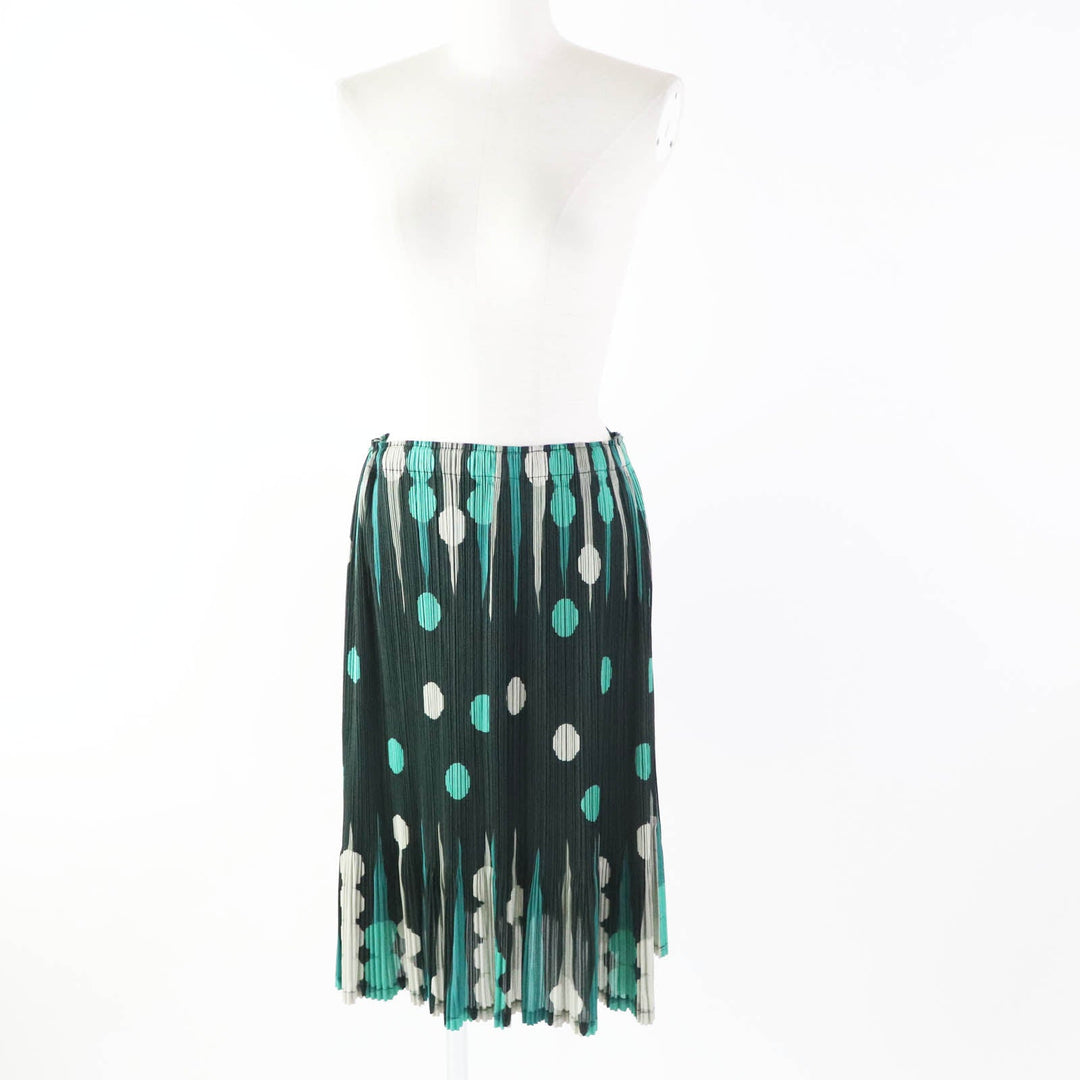 PLEATS PLEASE Pleated skirt PP73-JG615 Main: 100% polyester green Backgammon Women 5 Used Authentic