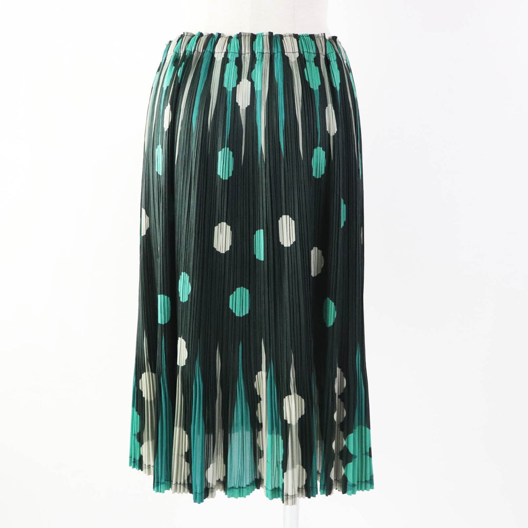 PLEATS PLEASE Pleated skirt PP73-JG615 Main: 100% polyester green Backgammon Women 5 Used Authentic