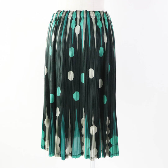 PLEATS PLEASE Pleated skirt PP73-JG615 Main: 100% polyester green Backgammon Women 5 Used Authentic