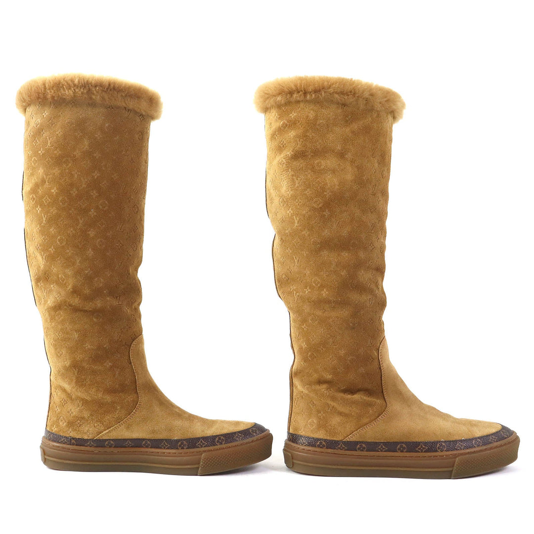 LOUIS VUITTON boots Main: Mouton Camel Snowball line Women 36 Used Authentic