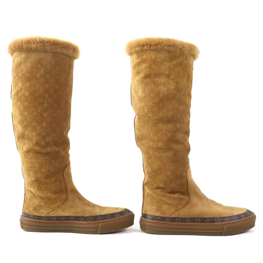 LOUIS VUITTON boots Main: Mouton Camel Snowball line Women 36 Used Authentic