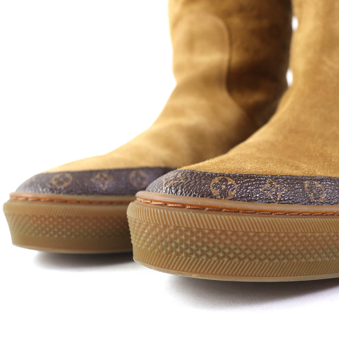 LOUIS VUITTON boots Main: Mouton Camel Snowball line Women 36 Used Authentic