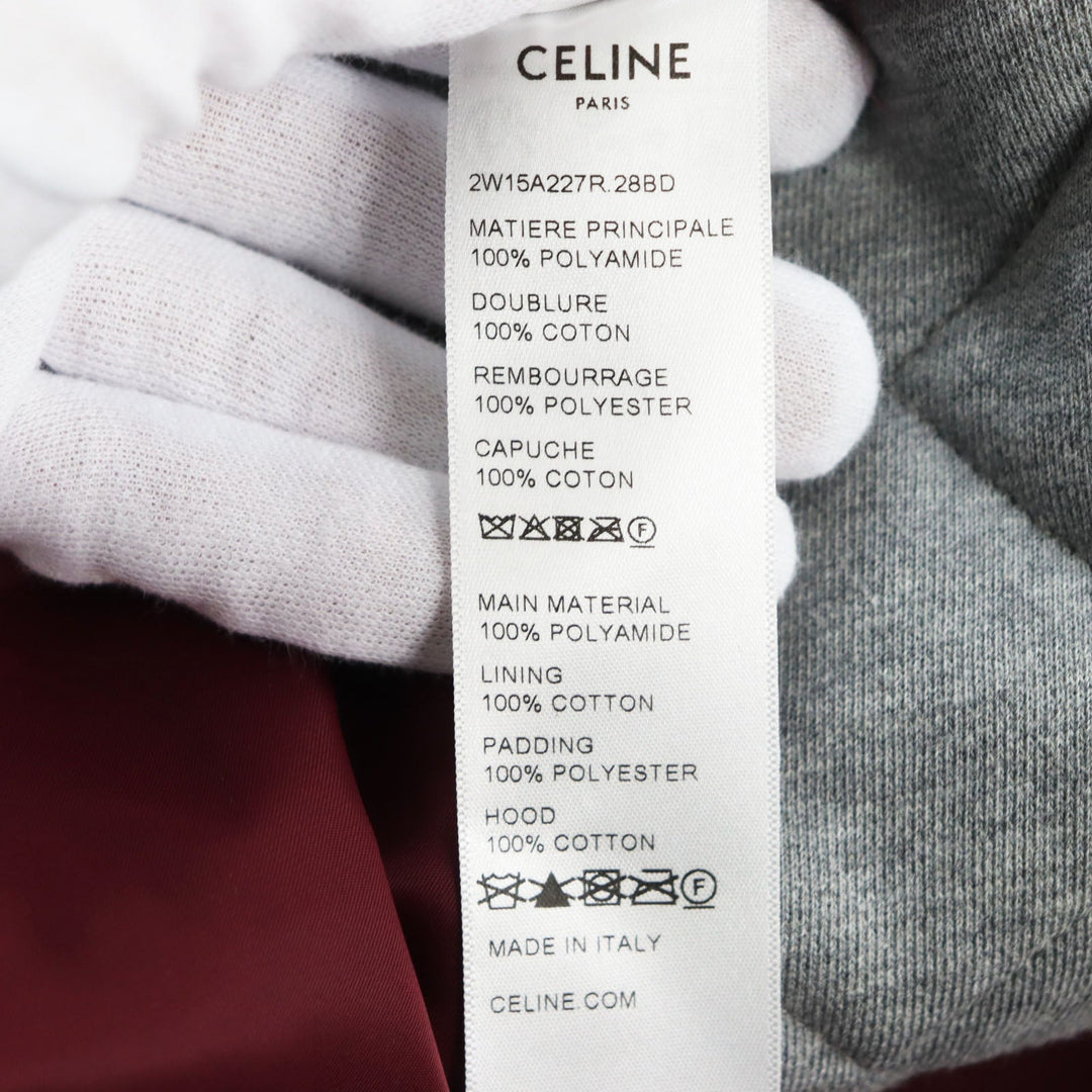 CELINE Blouson 2W15A227R Outer: 100% nylon, Lining: 100% cotton, Filling: 100% polyester, Part: 100% cotton Bordeaux Grey mens 52 Used Authentic