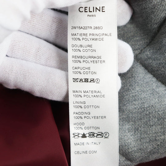 CELINE Blouson 2W15A227R Outer: 100% nylon, Lining: 100% cotton, Filling: 100% polyester, Part: 100% cotton Bordeaux Grey mens 52 Used Authentic