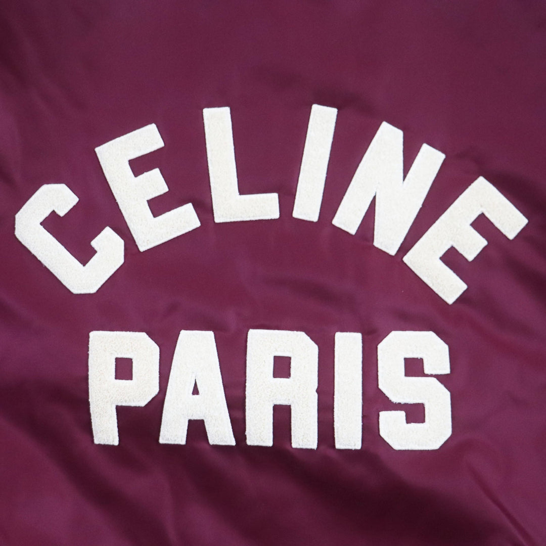 CELINE Blouson 2W15A227R Outer: 100% nylon, Lining: 100% cotton, Filling: 100% polyester, Part: 100% cotton Bordeaux Grey mens 52 Used Authentic