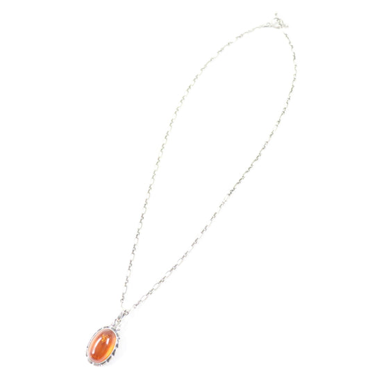 Georg Jensen Necklace Main: AG925, Part: Amber Silver orange 2001 Year Pendant Women Used Authentic