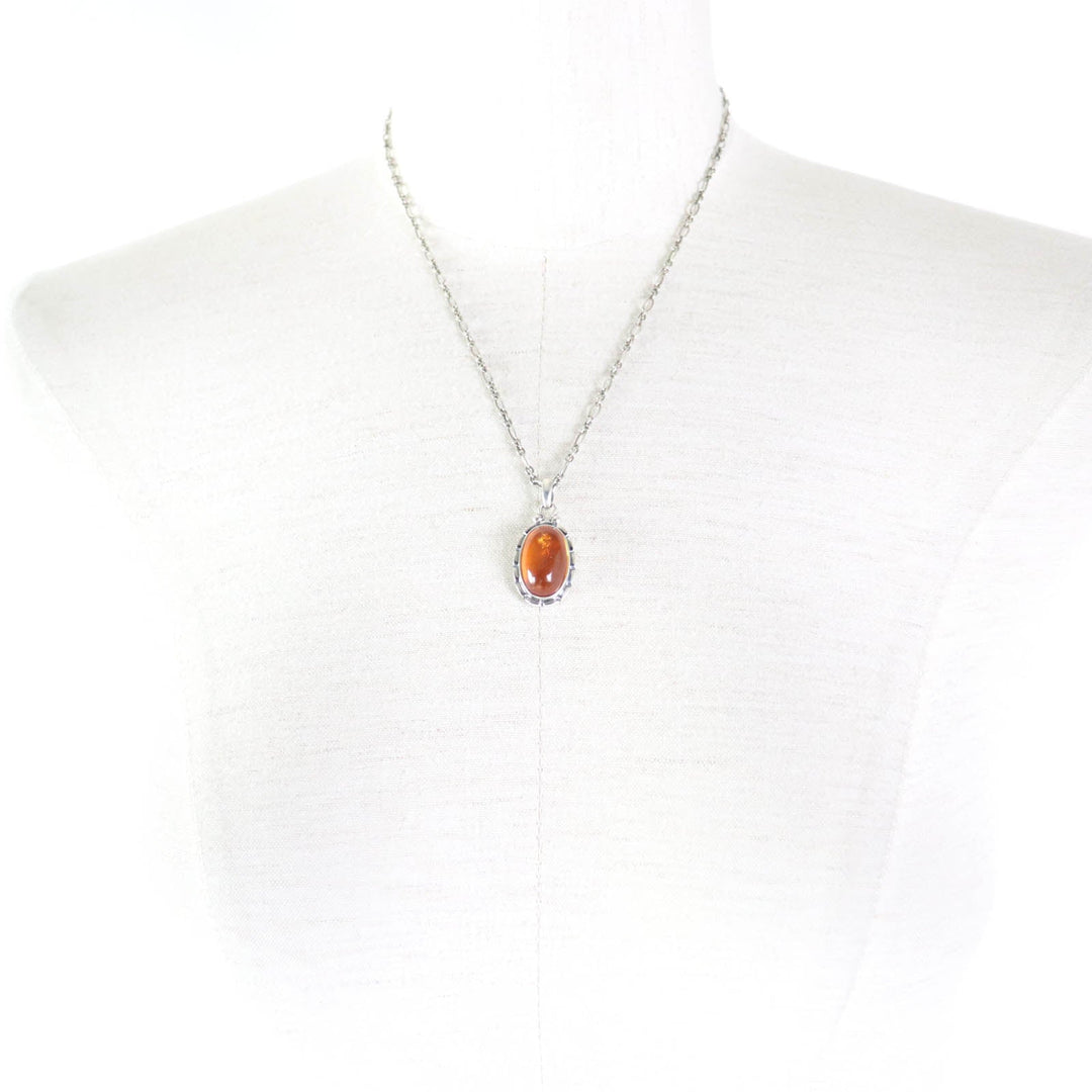 Georg Jensen Necklace Main: AG925, Part: Amber Silver orange 2001 Year Pendant Women Used Authentic