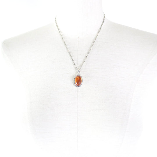 Georg Jensen Necklace Main: AG925, Part: Amber Silver orange 2001 Year Pendant Women Used Authentic