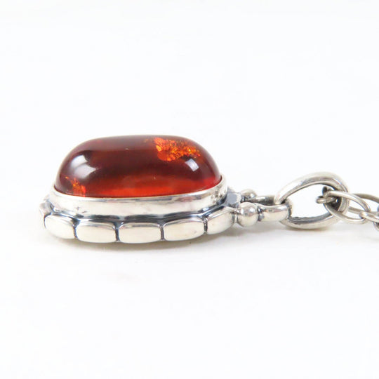 Georg Jensen Necklace Main: AG925, Part: Amber Silver orange 2001 Year Pendant Women Used Authentic