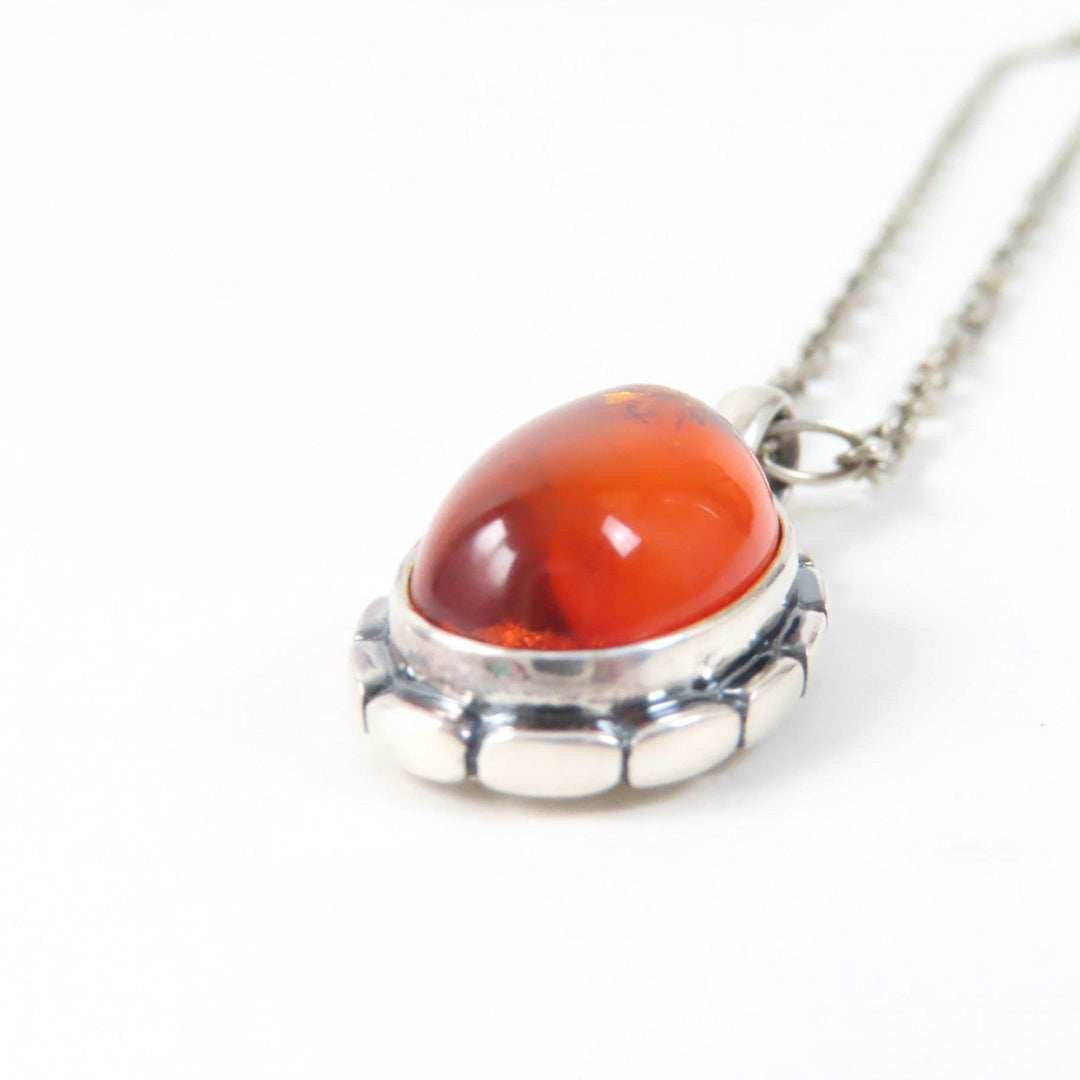 Georg Jensen Necklace Main: AG925, Part: Amber Silver orange 2001 Year Pendant Women Used Authentic