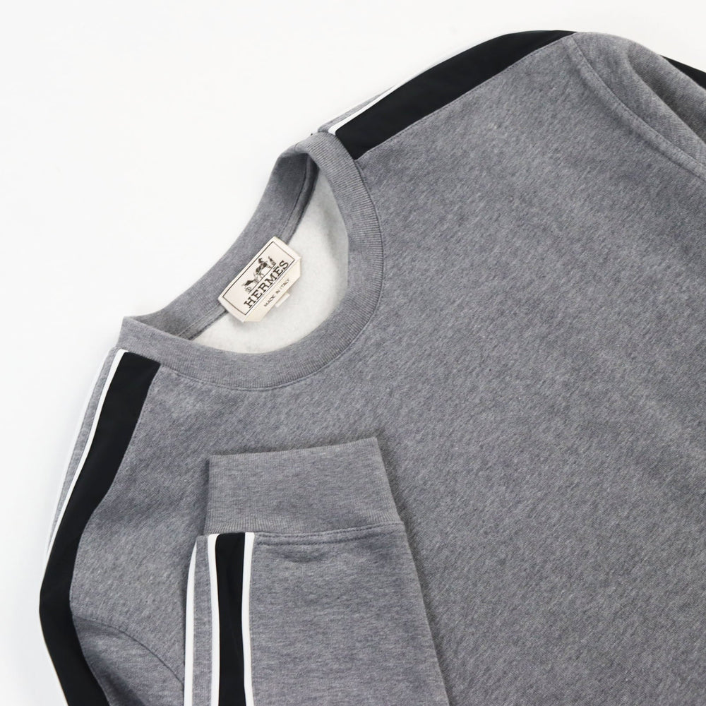 HERMES sweat Main: 100% cotton, part: 90% cotton, part: 10% polyurethane, part: 80% nylon, part: 20% polyurethane gray Run H mens XL Used Authentic