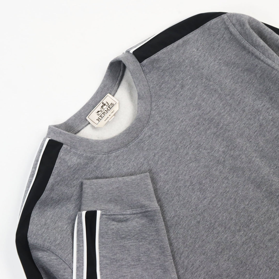 HERMES sweat Main: 100% cotton, part: 90% cotton, part: 10% polyurethane, part: 80% nylon, part: 20% polyurethane gray Run H mens XL Used Authentic