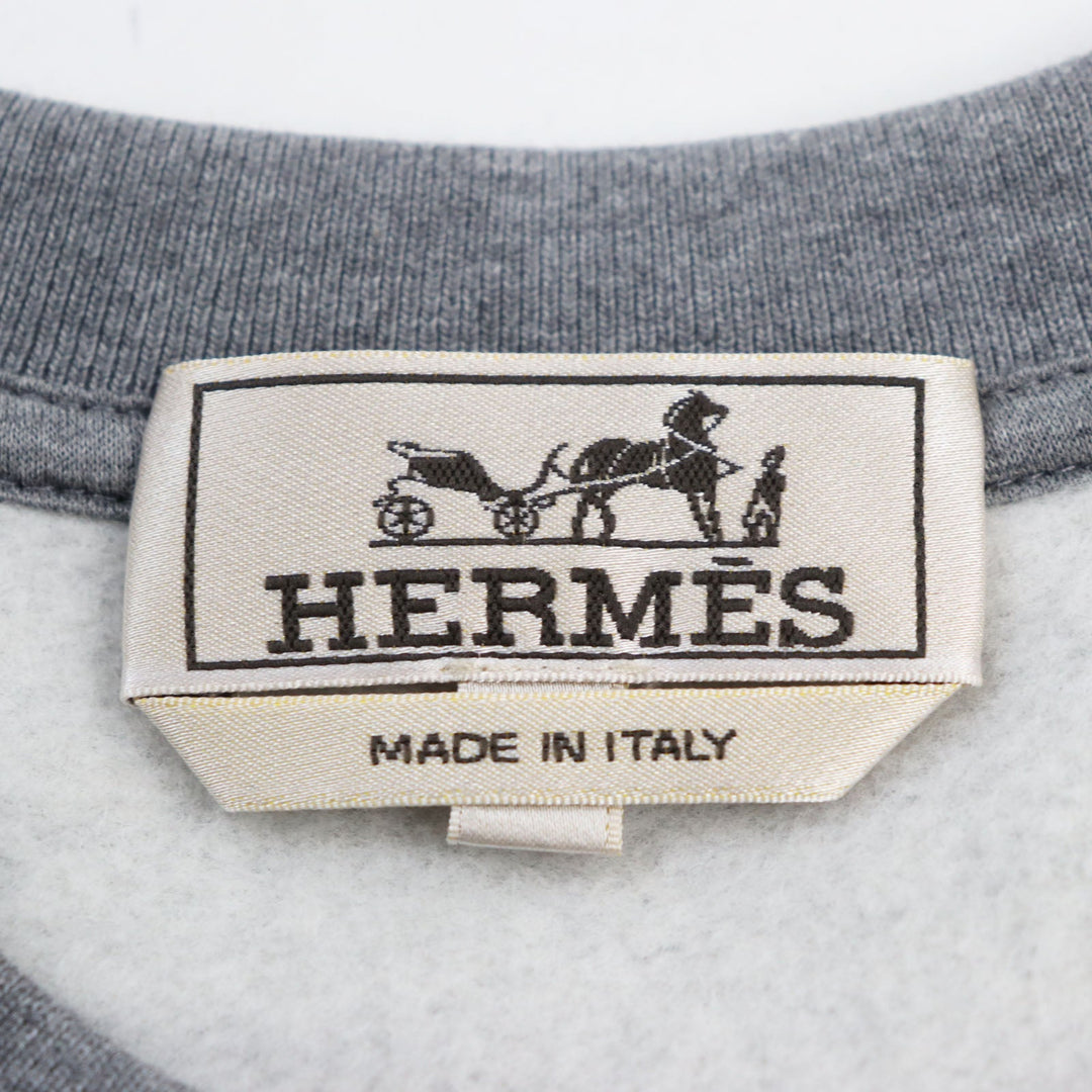 HERMES sweat Main: 100% cotton, part: 90% cotton, part: 10% polyurethane, part: 80% nylon, part: 20% polyurethane gray Run H mens XL Used Authentic