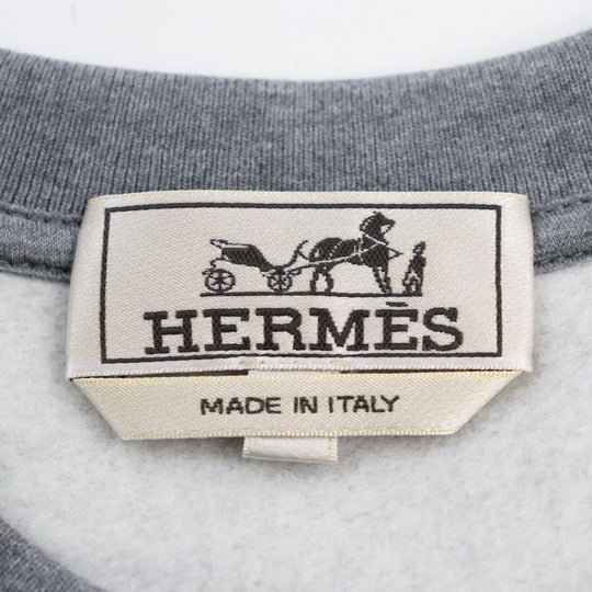HERMES sweat Main: 100% cotton, part: 90% cotton, part: 10% polyurethane, part: 80% nylon, part: 20% polyurethane gray Run H mens XL Used Authentic