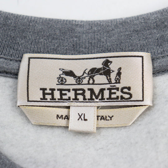 HERMES sweat Main: 100% cotton, part: 90% cotton, part: 10% polyurethane, part: 80% nylon, part: 20% polyurethane gray Run H mens XL Used Authentic