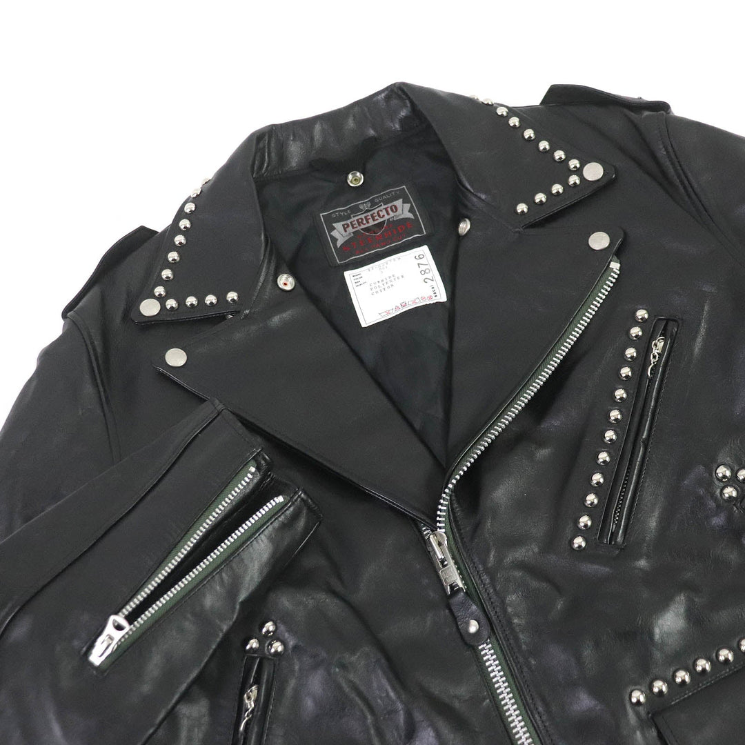 Sacai Riders jacket 22-02876M Main: Leather, Filling/Lining 1: 100% Polyester, Lining 2: 100% Cotton black mens 3 Used Authentic