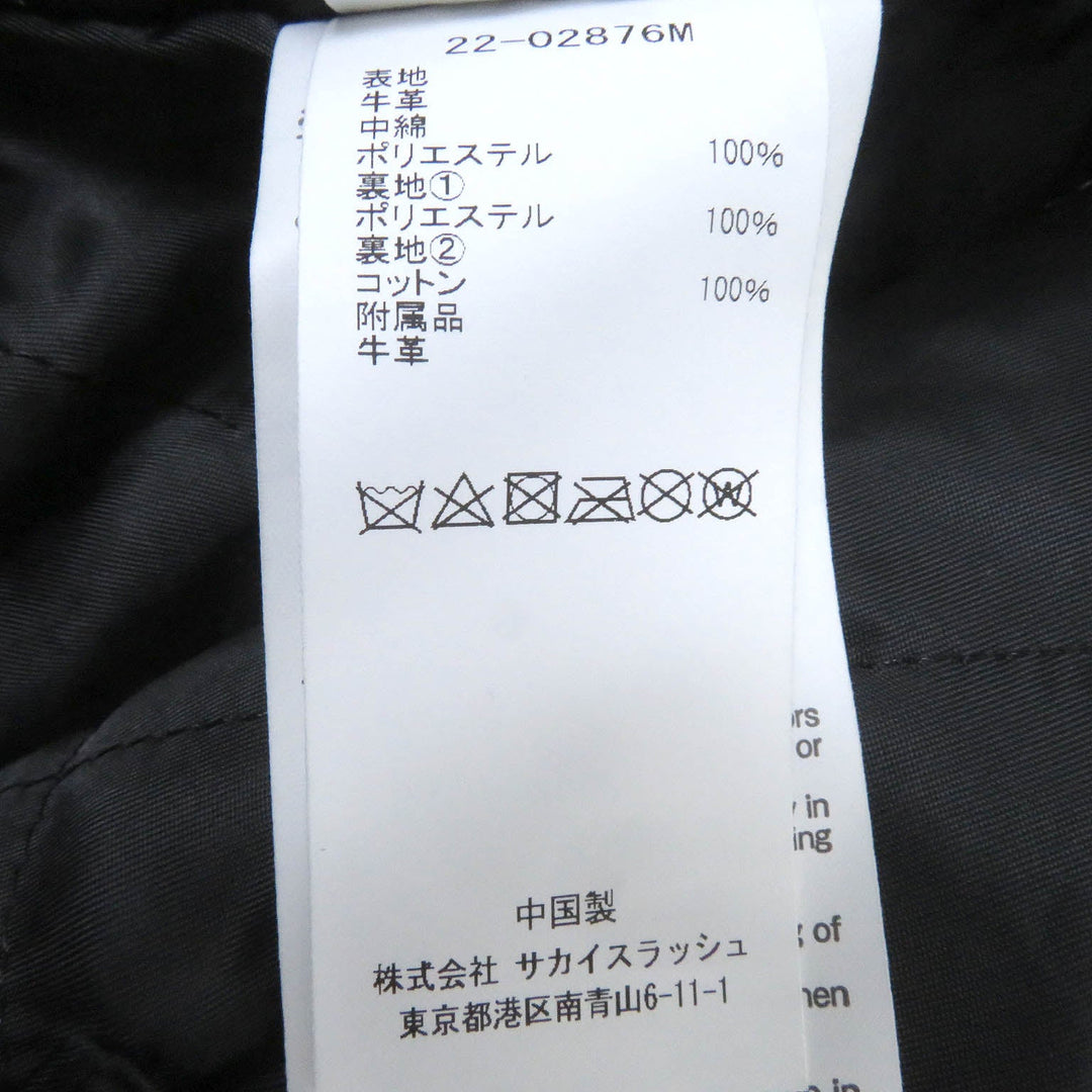 Sacai Riders jacket 22-02876M Main: Leather, Filling/Lining 1: 100% Polyester, Lining 2: 100% Cotton black mens 3 Used Authentic