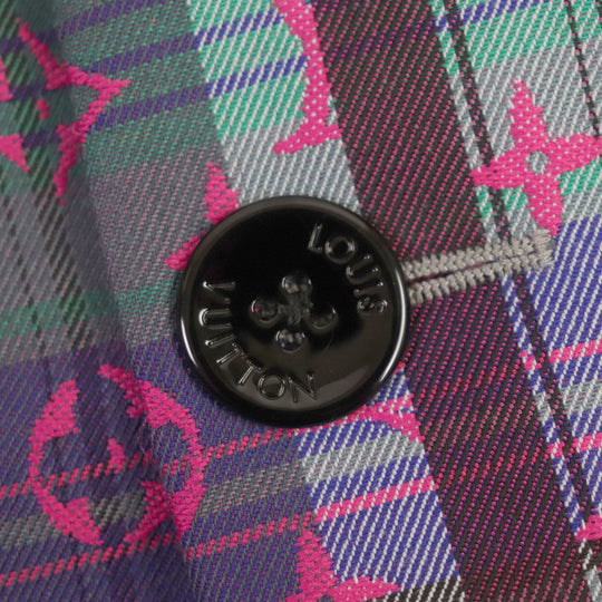 LOUIS VUITTON Chester coat Main: 65% wool, Main: 35% polyester, Lining: 30% cupra, Lining: 27% acetate, Lining: 24% rayon, : 19% cotton Pink multi mens 48 Used Authentic
