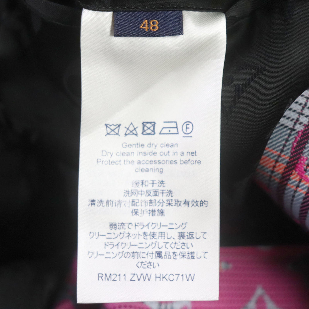 LOUIS VUITTON Chester coat Main: 65% wool, Main: 35% polyester, Lining: 30% cupra, Lining: 27% acetate, Lining: 24% rayon, : 19% cotton Pink multi mens 48 Used Authentic