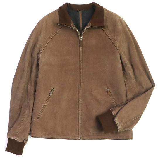 HERMES Blouson Main: Lamb leather, Part: Lamb leather, Lining: 100% wool, Lining: 100% rayon, Knitted part: 100% wool Brown mens 52 Used Authentic