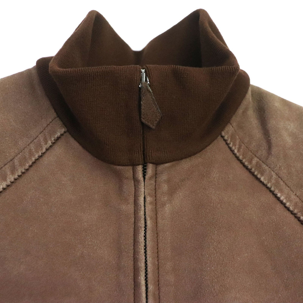 HERMES Blouson Main: Lamb leather, Part: Lamb leather, Lining: 100% wool, Lining: 100% rayon, Knitted part: 100% wool Brown mens 52 Used Authentic