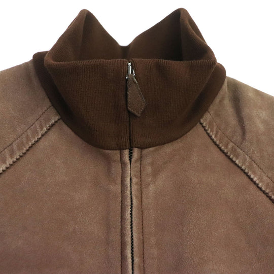 HERMES Blouson Main: Lamb leather, Part: Lamb leather, Lining: 100% wool, Lining: 100% rayon, Knitted part: 100% wool Brown mens 52 Used Authentic