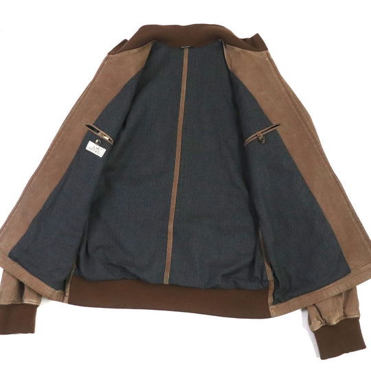 HERMES Blouson Main: Lamb leather, Part: Lamb leather, Lining: 100% wool, Lining: 100% rayon, Knitted part: 100% wool Brown mens 52 Used Authentic