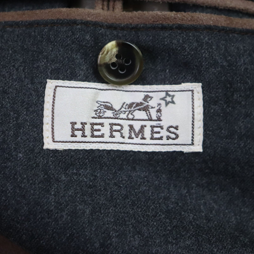 HERMES Blouson Main: Lamb leather, Part: Lamb leather, Lining: 100% wool, Lining: 100% rayon, Knitted part: 100% wool Brown mens 52 Used Authentic