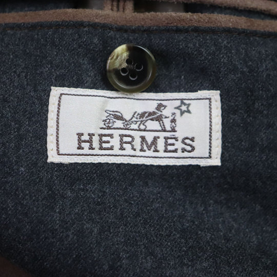 HERMES Blouson Main: Lamb leather, Part: Lamb leather, Lining: 100% wool, Lining: 100% rayon, Knitted part: 100% wool Brown mens 52 Used Authentic