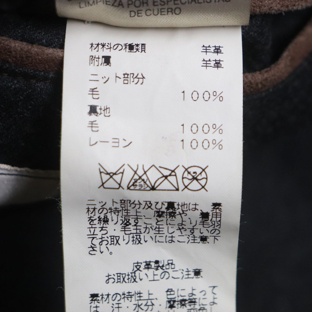HERMES Blouson Main: Lamb leather, Part: Lamb leather, Lining: 100% wool, Lining: 100% rayon, Knitted part: 100% wool Brown mens 52 Used Authentic