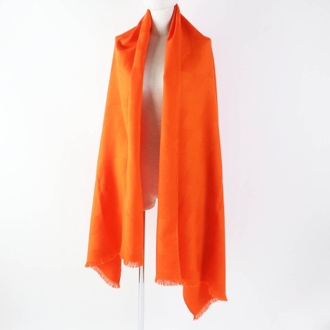 HERMES Stall Main: 85% cashmere, Main: 15% silk Orange Women Used Authentic