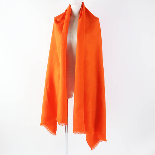 HERMES Stall Main: 85% cashmere, Main: 15% silk Orange Women Used Authentic