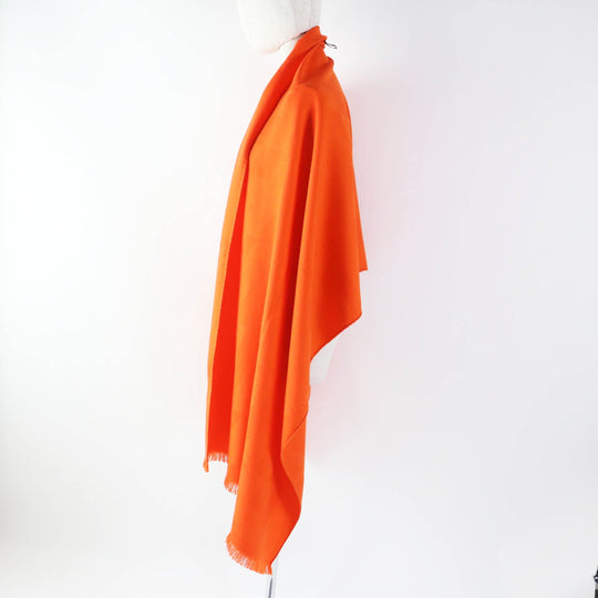 HERMES Stall Main: 85% cashmere, Main: 15% silk Orange Women Used Authentic