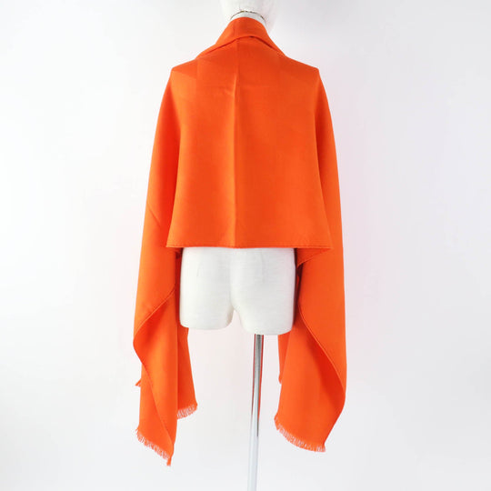HERMES Stall Main: 85% cashmere, Main: 15% silk Orange Women Used Authentic