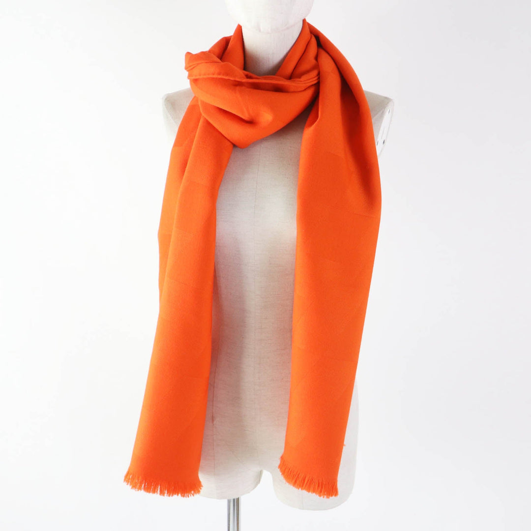 HERMES Stall Main: 85% cashmere, Main: 15% silk Orange Women Used Authentic