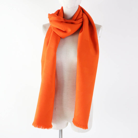 HERMES Stall Main: 85% cashmere, Main: 15% silk Orange Women Used Authentic